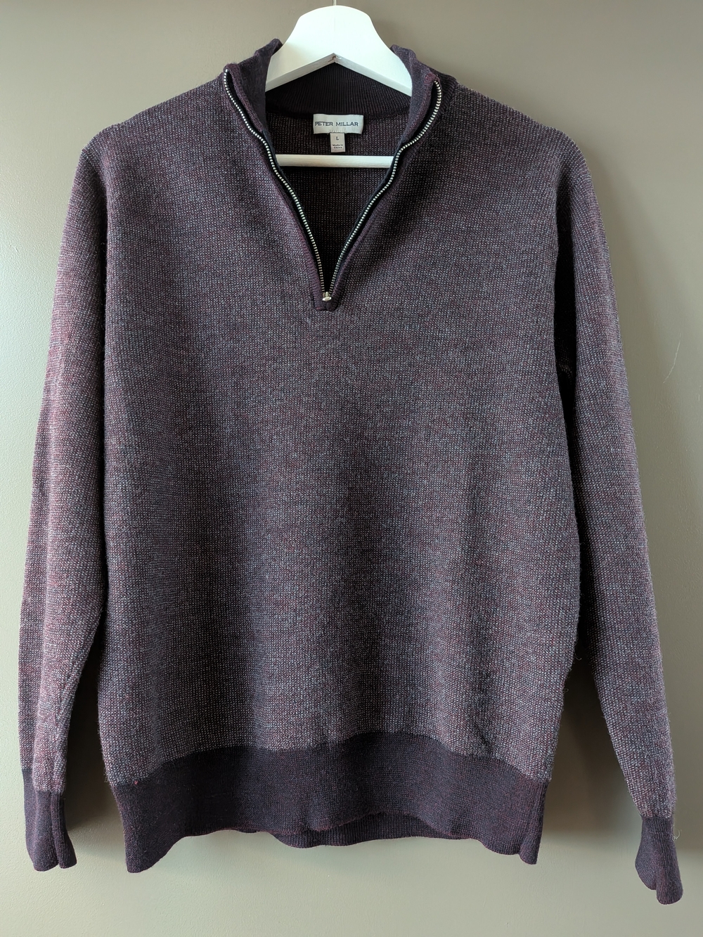 Peter Millar Breaker Birdseye 100% Merino Wool 1/4 Zip Sweater Fits Size Small
